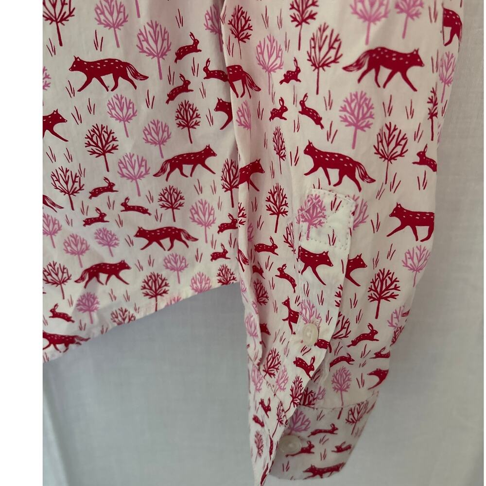 Boden The Classic Shirt Fox Rabbit Print Long Sleeve Button Down Size 6 Regular - Picture 4 of 6